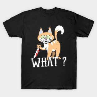 What? Cat Knife Halloween T-Shirt